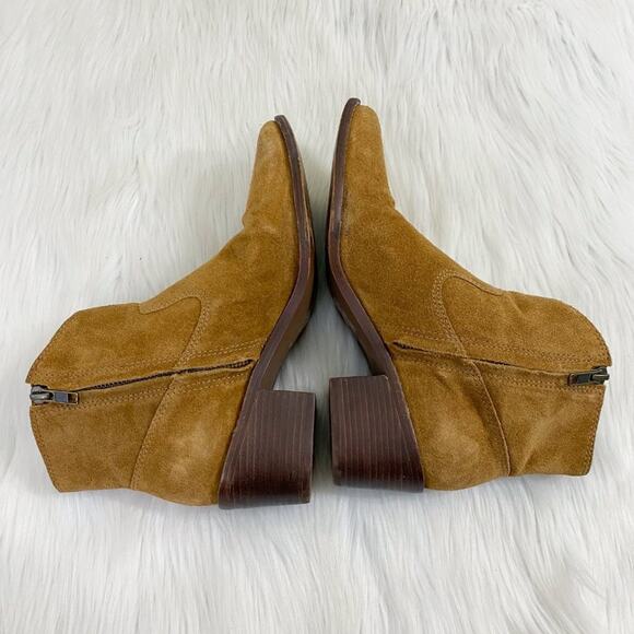 Madewell Tan Suede Western Style Ankle Boots Side Zip Made in Brazil Women's 7 - Picture 5 of 10